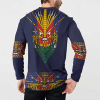 Haiti Flag Traditional Dashiki Button Sweatshirt Black Color - Polynesian Pride