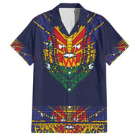 Haiti Flag Traditional Dashiki Family Matching Puletasi and Hawaiian Shirt Black Color - Polynesian Pride