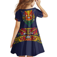 Haiti Flag Traditional Dashiki Family Matching Short Sleeve Bodycon Dress and Hawaiian Shirt Black Color LT03 - Polynesian Pride