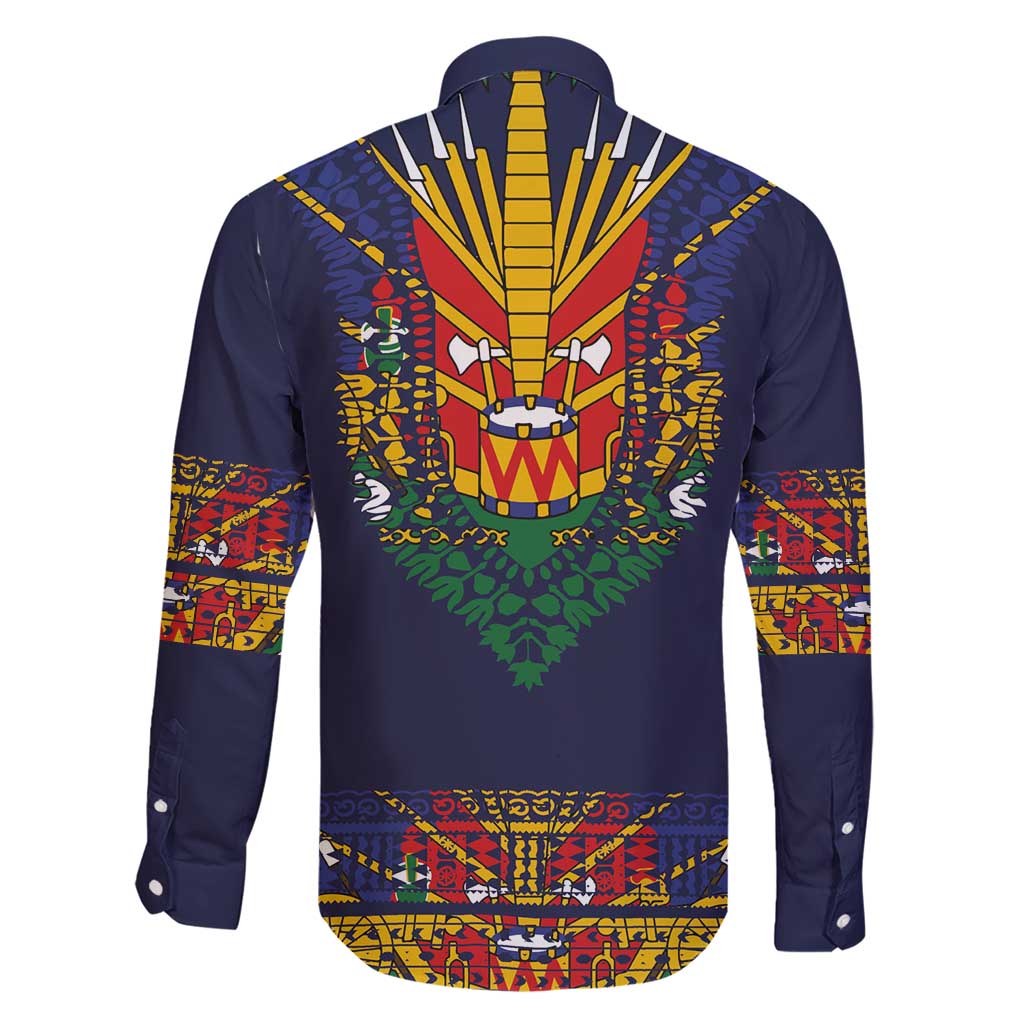 Haiti Flag Traditional Dashiki Family Matching Short Sleeve Bodycon Dress and Hawaiian Shirt Black Color LT03 - Polynesian Pride
