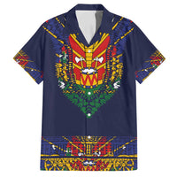Haiti Flag Traditional Dashiki Family Matching Summer Maxi Dress and Hawaiian Shirt Black Color - Polynesian Pride