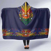 Haiti Flag Traditional Dashiki Hooded Blanket Black Color - Polynesian Pride