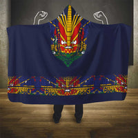 Haiti Flag Traditional Dashiki Hooded Blanket Black Color - Polynesian Pride