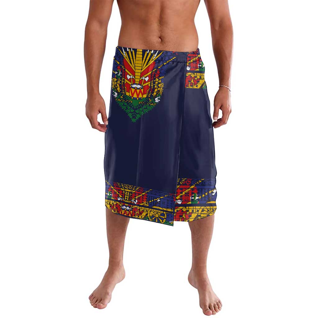Haiti Flag Traditional Dashiki Lavalava Black Color - Polynesian Pride