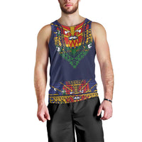 Haiti Flag Traditional Dashiki Men Tank Top Black Color - Polynesian Pride