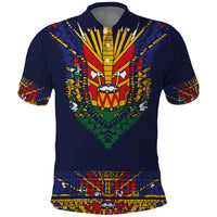 Haiti Flag Traditional Dashiki Polo Shirt Black Color - Polynesian Pride