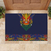 Haiti Flag Traditional Dashiki Rubber Doormat Black Color - Polynesian Pride