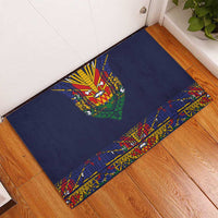 Haiti Flag Traditional Dashiki Rubber Doormat Black Color - Polynesian Pride
