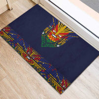Haiti Flag Traditional Dashiki Rubber Doormat Black Color - Polynesian Pride