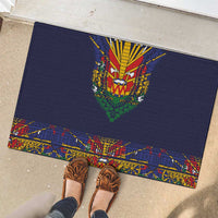 Haiti Flag Traditional Dashiki Rubber Doormat Black Color - Polynesian Pride