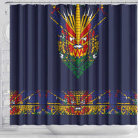 Haiti Flag Traditional Dashiki Shower Curtain Black Color - Polynesian Pride