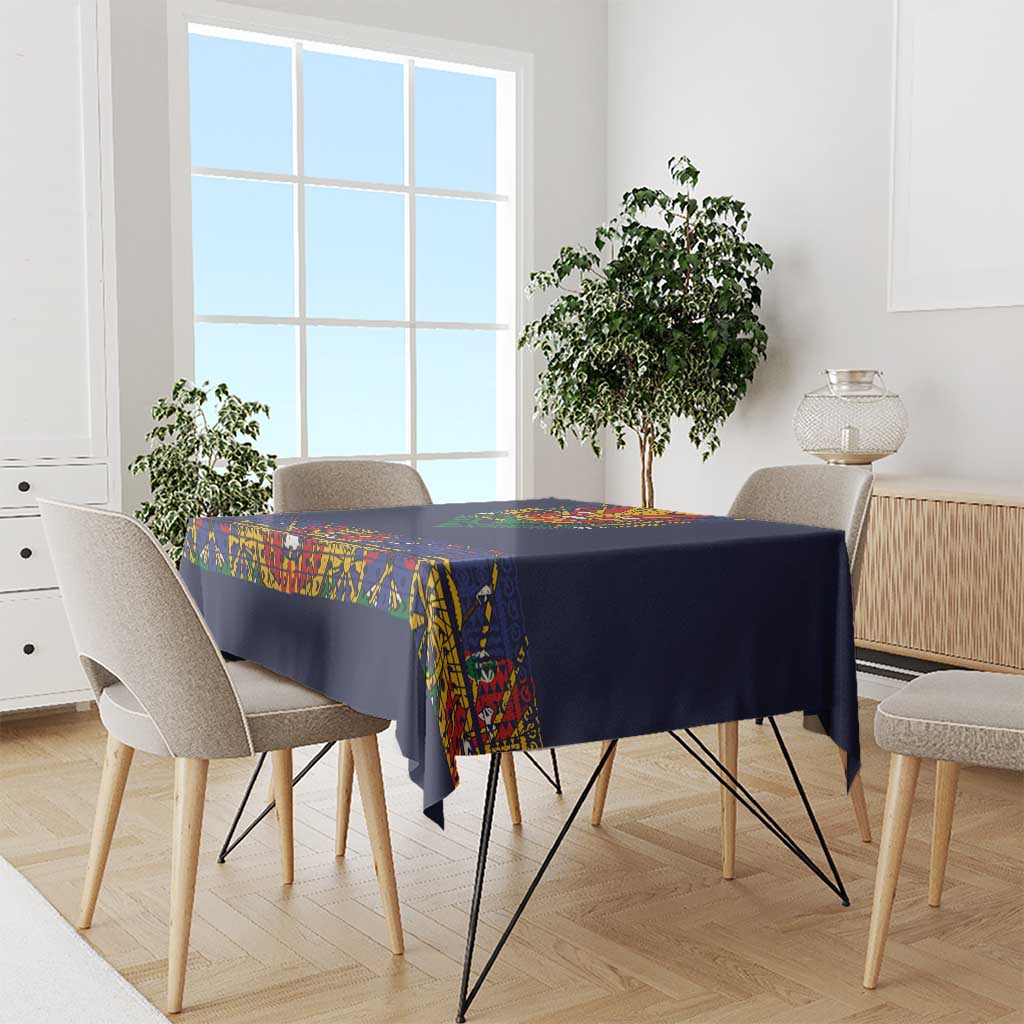 Haiti Flag Traditional Dashiki Tablecloth Black Color - Polynesian Pride