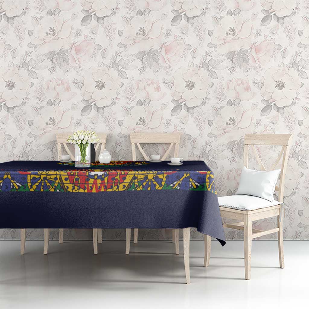 Haiti Flag Traditional Dashiki Tablecloth Black Color - Polynesian Pride