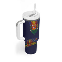 Haiti Flag Traditional Dashiki Tumbler With Handle Black Color LT03 - Polynesian Pride