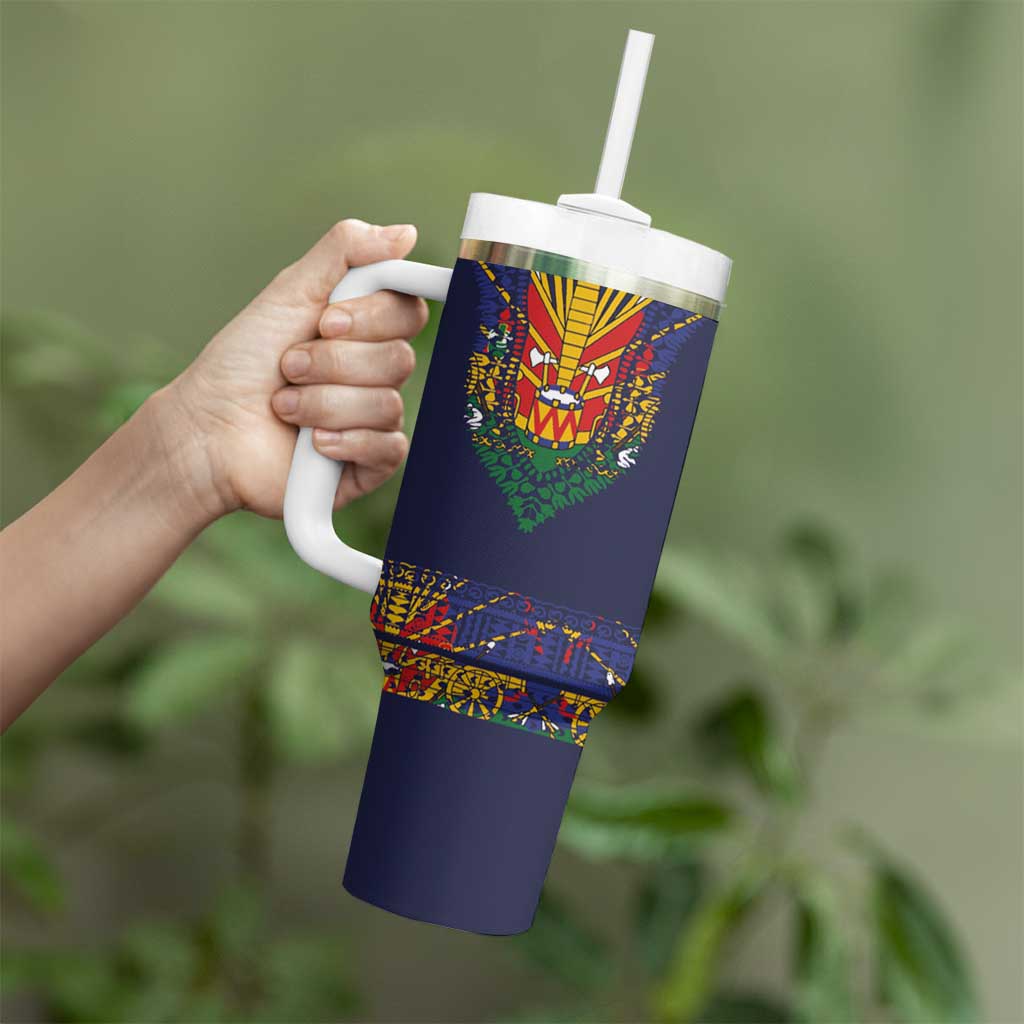 Haiti Flag Traditional Dashiki Tumbler With Handle Black Color LT03 - Polynesian Pride