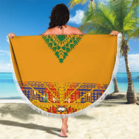 Haiti Flag Traditional Dashiki Beach Blanket Yellow Color - Polynesian Pride