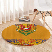 Haiti Flag Traditional Dashiki Round Carpet Yellow Color - Polynesian Pride