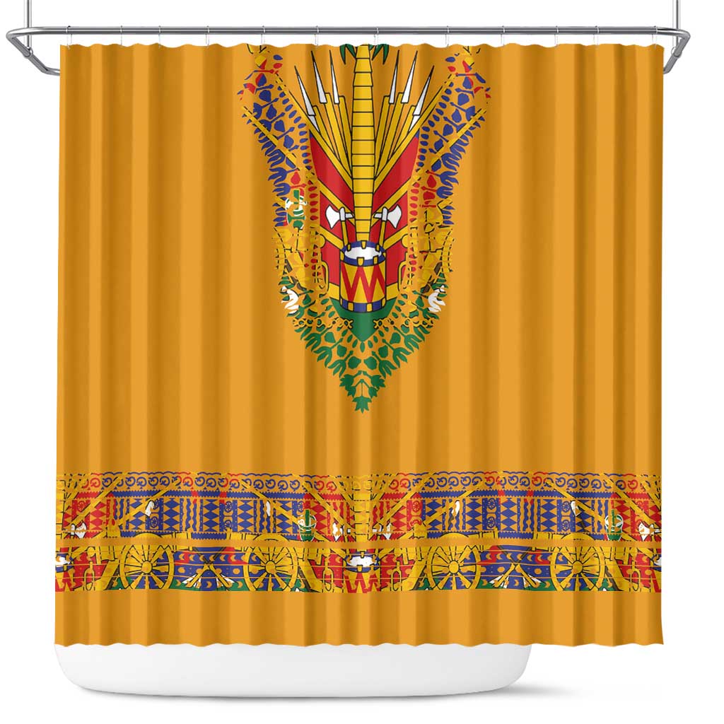 Haiti Flag Traditional Dashiki Shower Curtain Yellow Color - Polynesian Pride