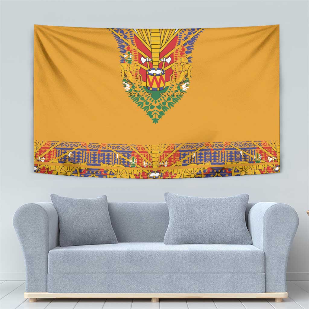 Haiti Flag Traditional Dashiki Tapestry Yellow Color - Polynesian Pride