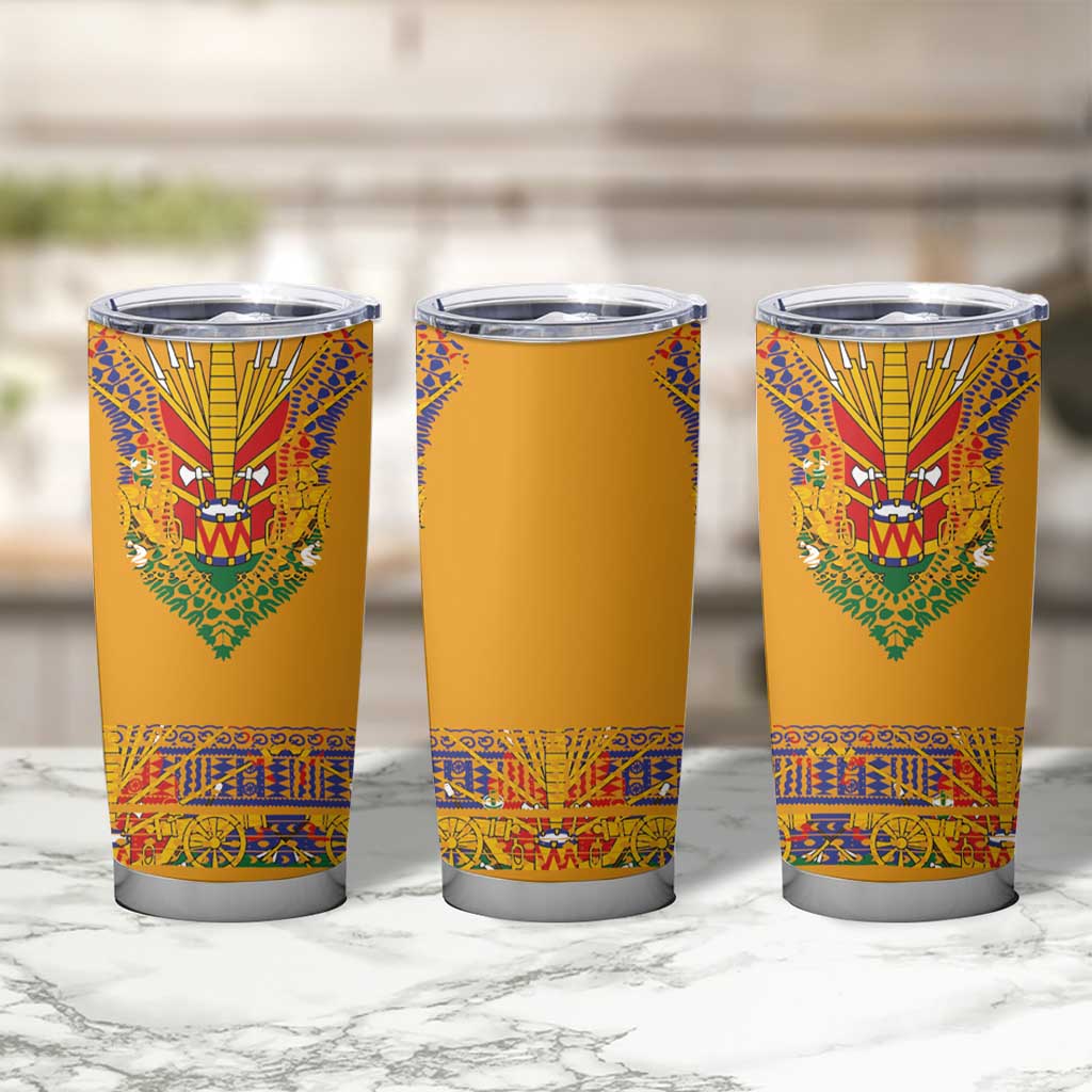 Haiti Flag Traditional Dashiki Tumbler Cup Yellow Color - Polynesian Pride