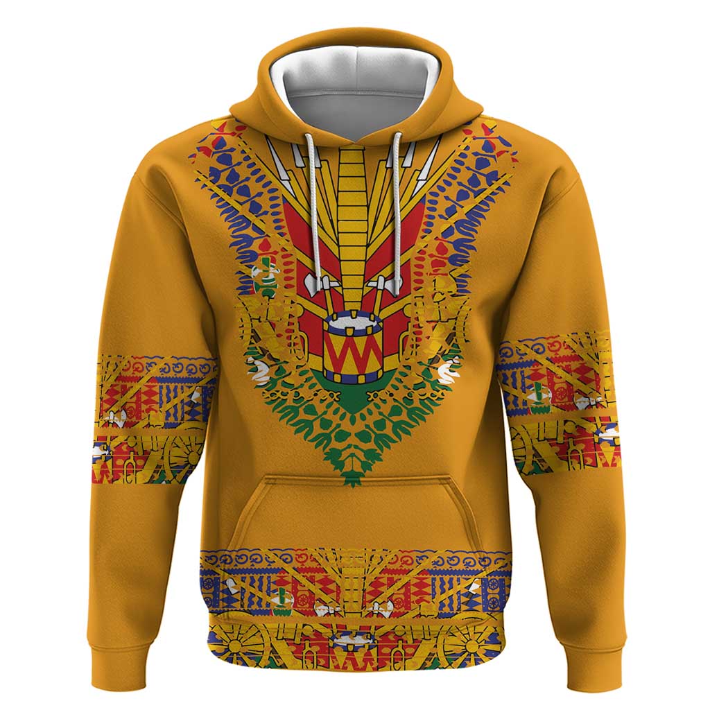 Haiti Flag Traditional Dashiki Zip Hoodie Yellow Color - Polynesian Pride