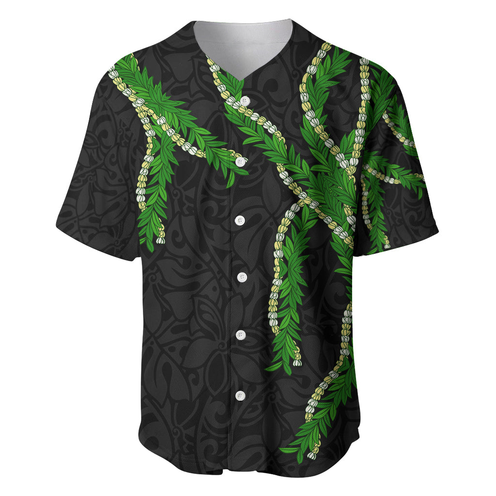 Hawaii Maile Lei Baseball Jersey Aloha Black Color LT03 Black - Polynesian Pride
