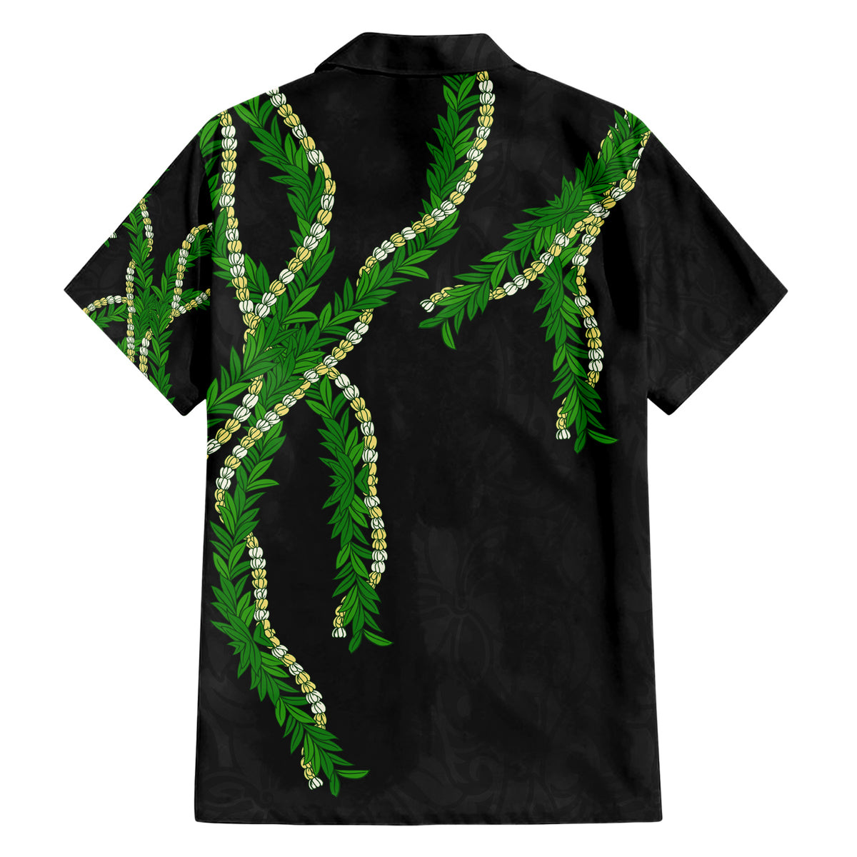 Hawaii Maile Lei Family Matching Short Sleeve Bodycon Dress and Hawaiian Shirt Aloha Black Color