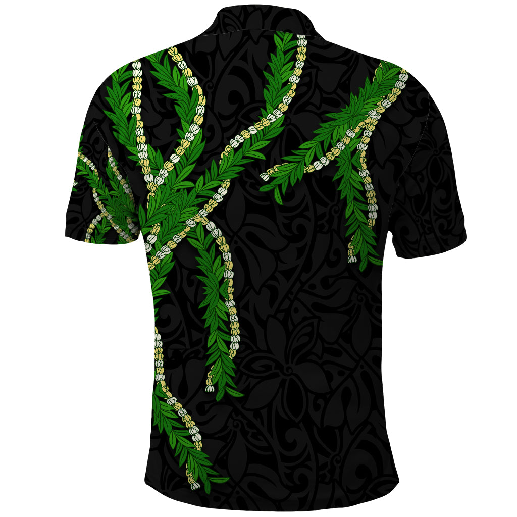 Hawaii Maile Lei Polo Shirt Aloha Black Color