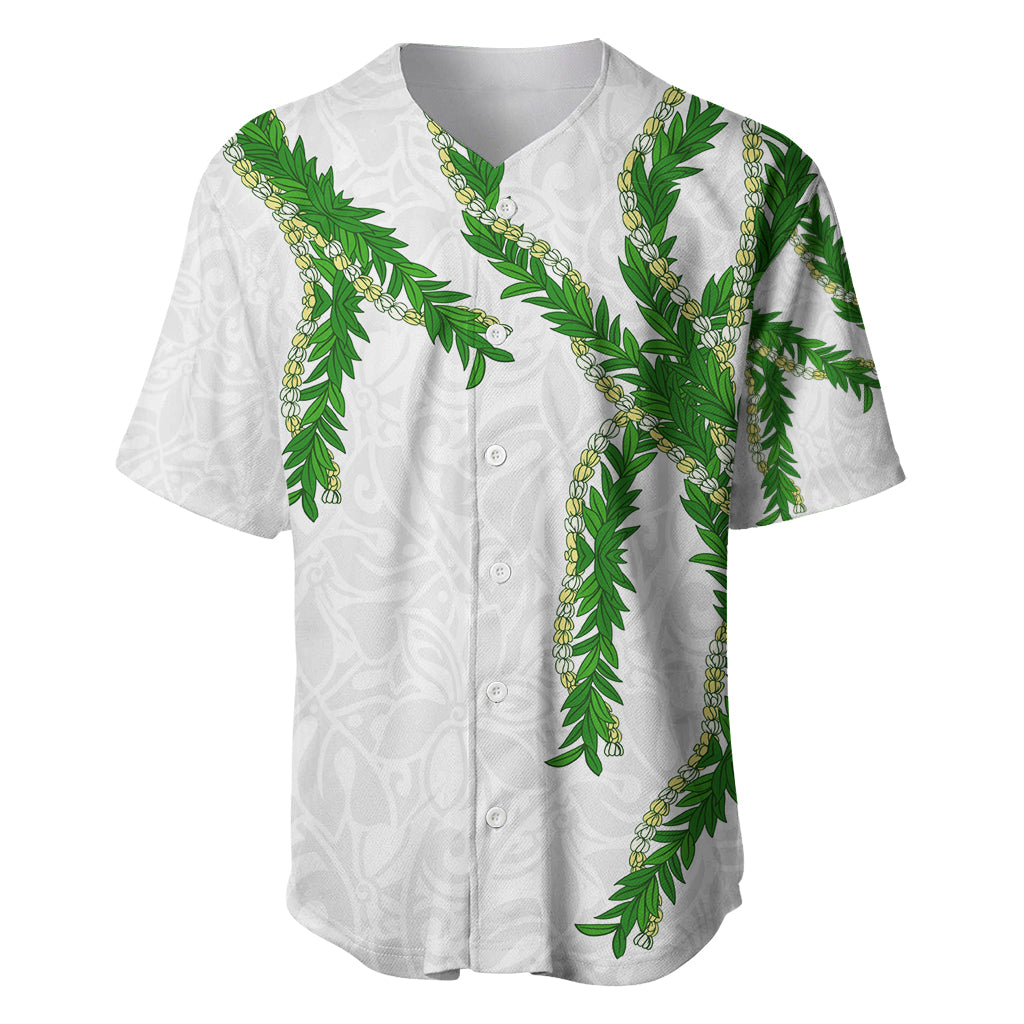 Hawaii Maile Lei Baseball Jersey Aloha White Color LT03 White - Polynesian Pride