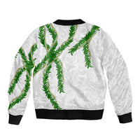 Hawaii Maile Lei Bomber Jacket Aloha White Color