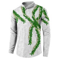 Hawaii Maile Lei Button Sweatshirt Aloha White Color