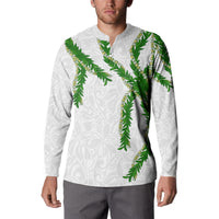 Hawaii Maile Lei Button Sweatshirt Aloha White Color
