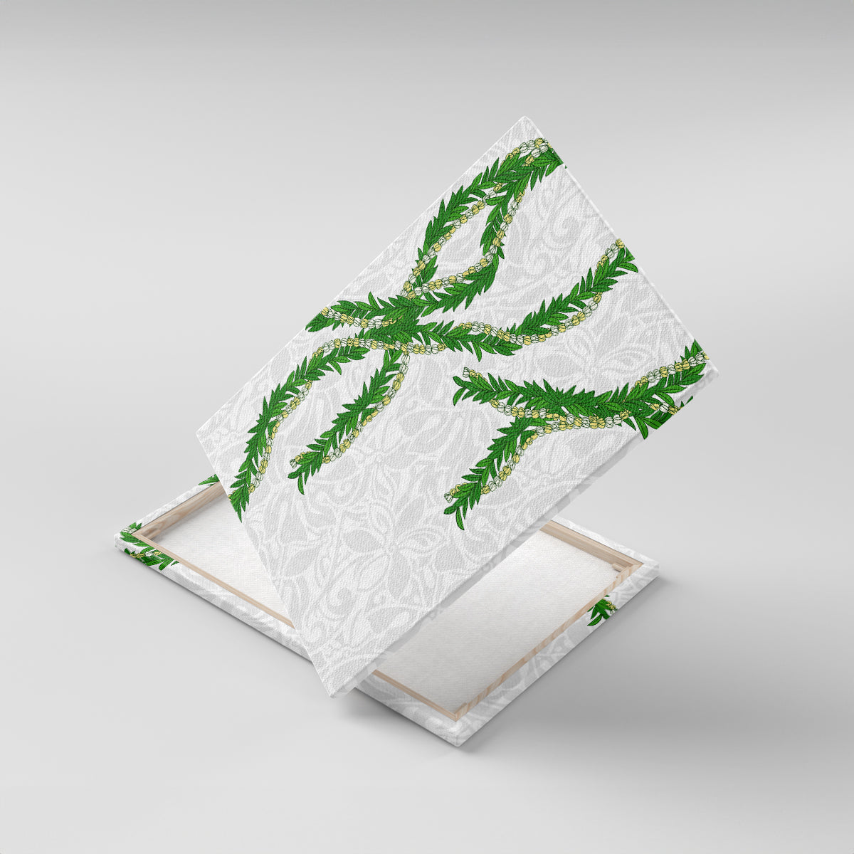 Hawaii Maile Lei Canvas Wall Art Aloha White Color