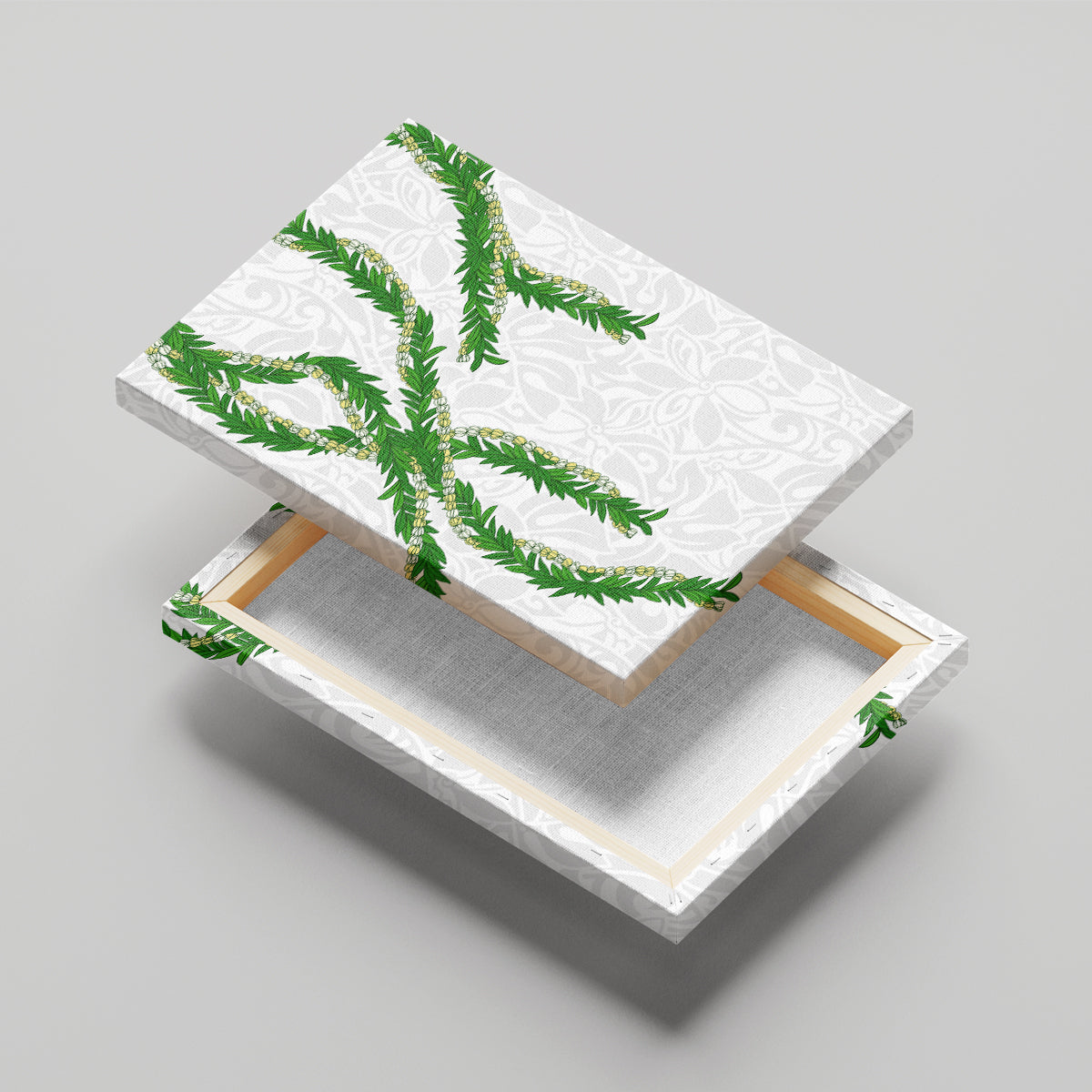 Hawaii Maile Lei Canvas Wall Art Aloha White Color