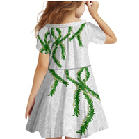 Hawaii Maile Lei Family Matching Mermaid Dress and Hawaiian Shirt Aloha White Color