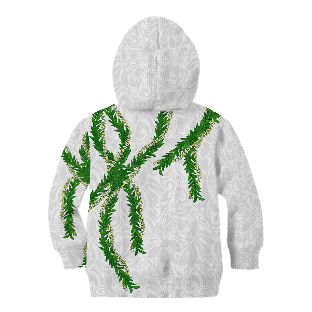 Hawaii Maile Lei Kid Hoodie Aloha White Color