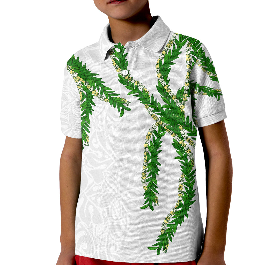 Hawaii Maile Lei Kid Polo Shirt Aloha White Color
