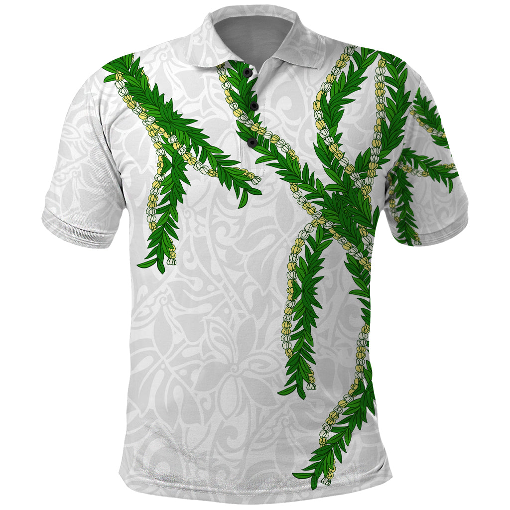 Hawaii Maile Lei Polo Shirt Aloha White Color