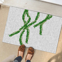 Hawaii Maile Lei Rubber Doormat Aloha White Color