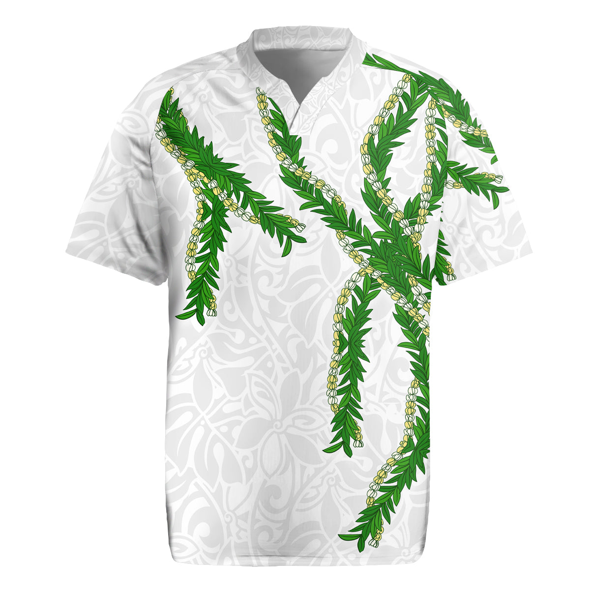 Hawaii Maile Lei Rugby Jersey Aloha White Color