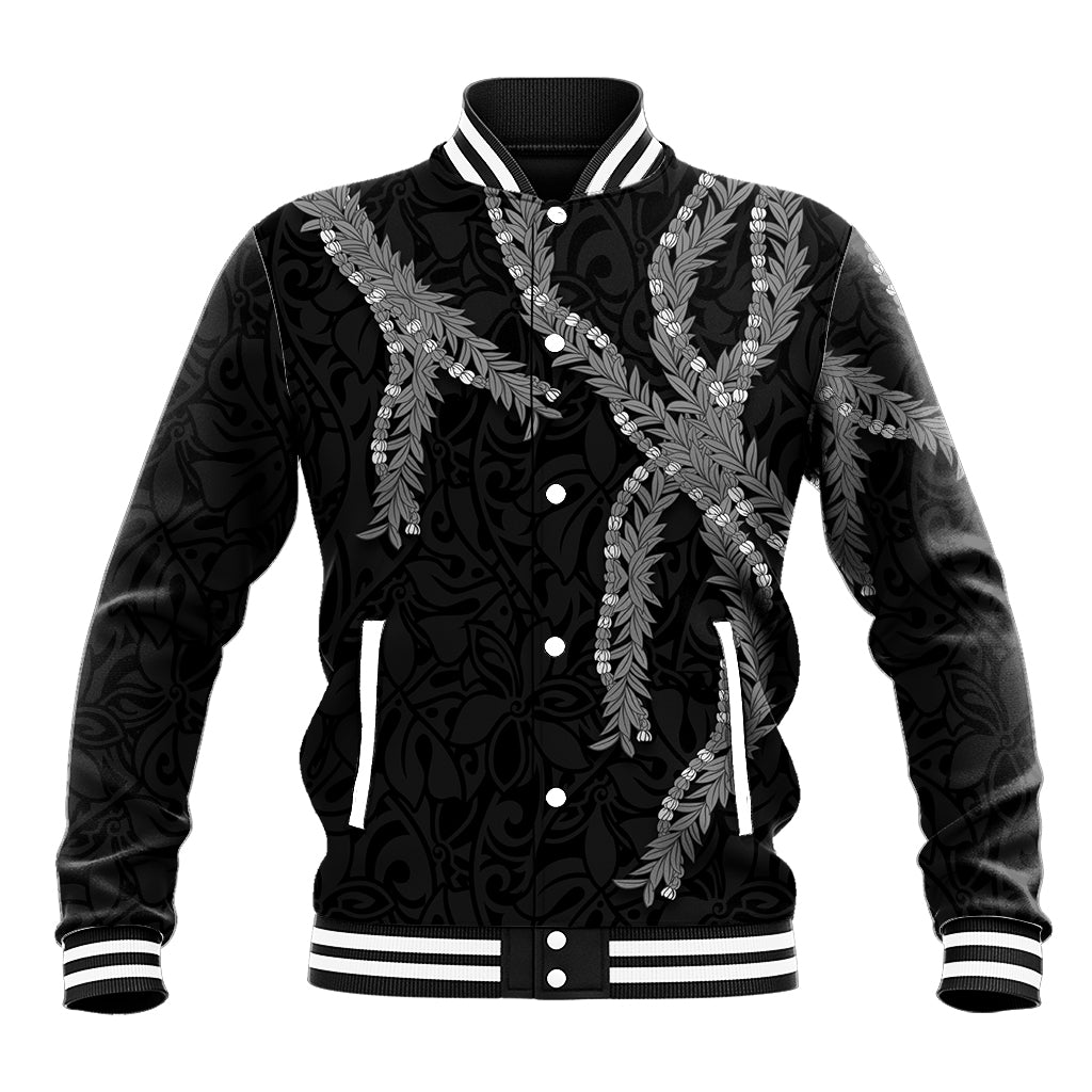 Hawaii Maile Lei Baseball Jacket Aloha Grayscale Color LT03 Unisex Grayscale - Polynesian Pride