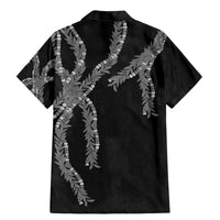 Hawaii Maile Lei Family Matching Mermaid Dress and Hawaiian Shirt Aloha Grayscale Color