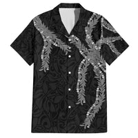 Hawaii Maile Lei Family Matching Puletasi and Hawaiian Shirt Aloha Grayscale Color