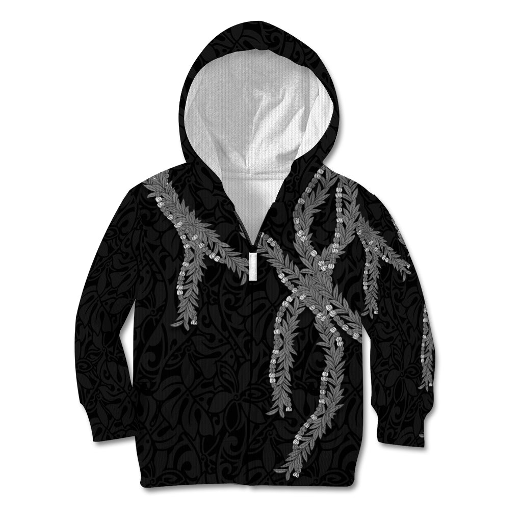 Hawaii Maile Lei Kid Hoodie Aloha Grayscale Color