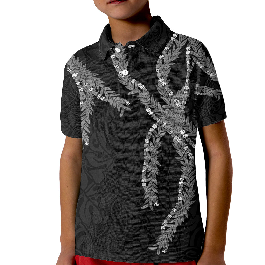 Hawaii Maile Lei Kid Polo Shirt Aloha Grayscale Color