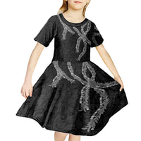 Hawaii Maile Lei Kid Short Sleeve Dress Aloha Grayscale Color