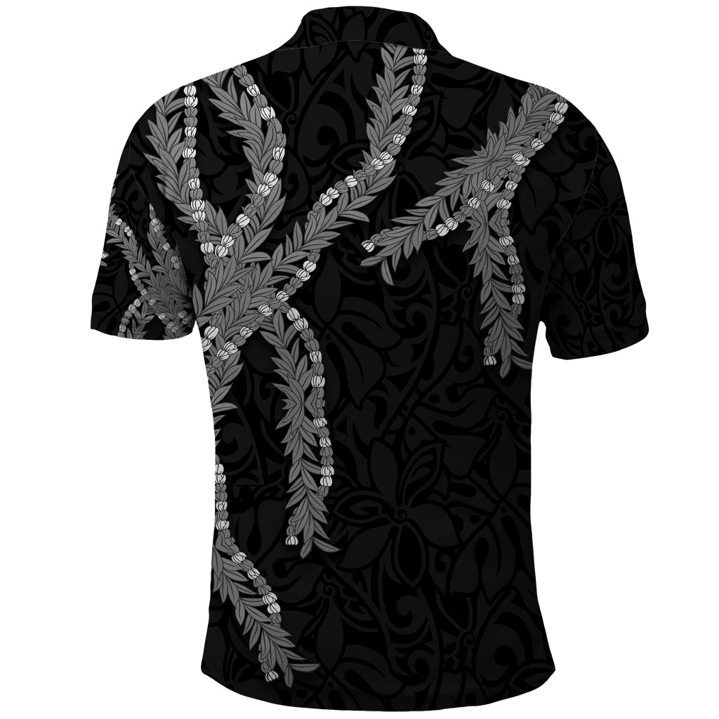 Hawaii Maile Lei Polo Shirt Aloha Grayscale Color