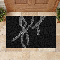 Hawaii Maile Lei Rubber Doormat Aloha Grayscale Color