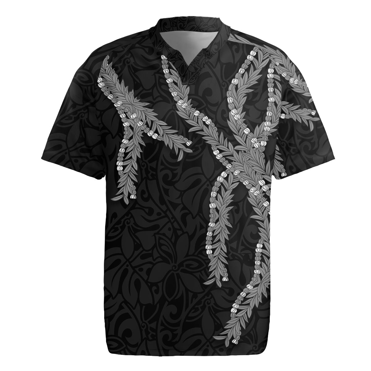 Hawaii Maile Lei Rugby Jersey Aloha Grayscale Color LT03 Grayscale - Polynesian Pride