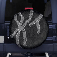 Hawaii Maile Lei Spare Tire Cover Aloha Grayscale Color